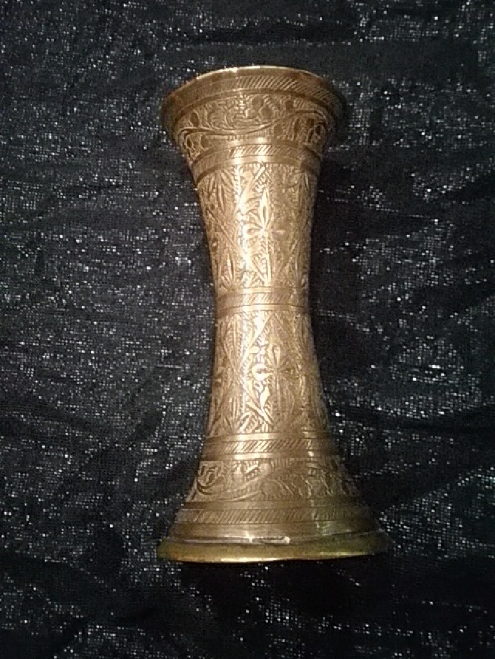 Brass Embossed Decorative Vase - Gold Finish